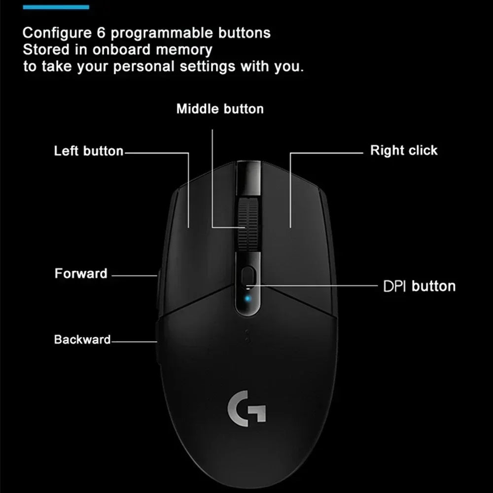 Logitech G304 ratón inalámbrico ergonómico sensor HERO